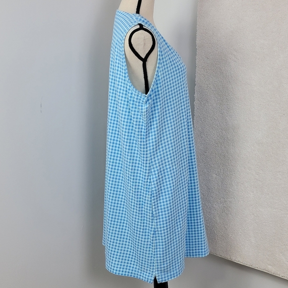 Lands' End Blue And White Gingham Check Sleeveless Jersey Swim Cover Up Dress XL - Picture 5 of 14